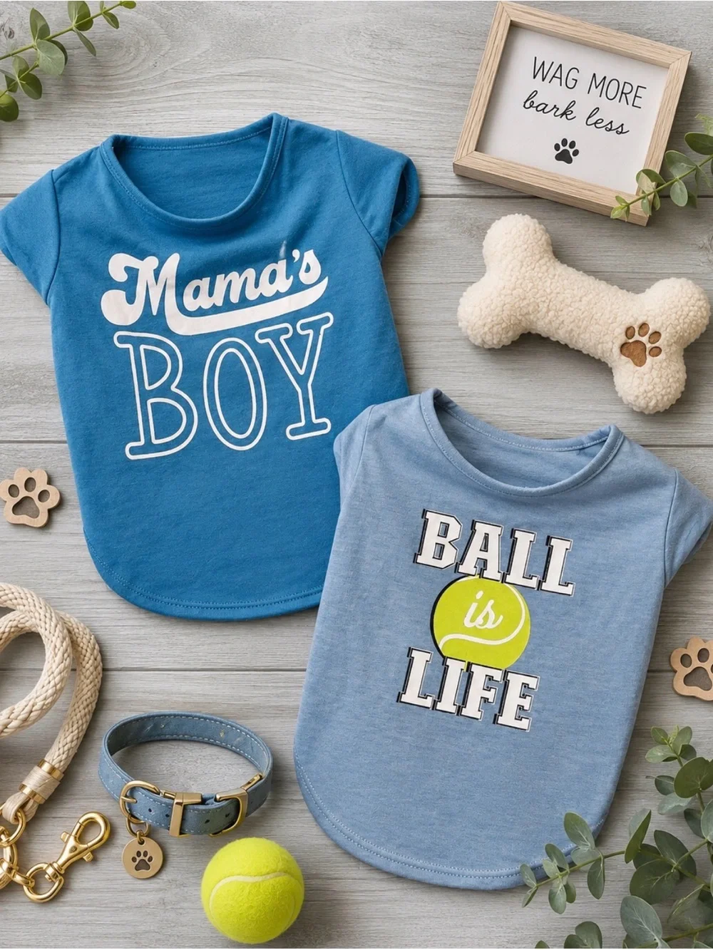 2-Piece Bundle Set | Blue Graphic Dog Shirt Bundle Size: Mediums | NWT